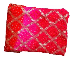 Women's Weaving Bandhani Banarasi Silk Dupatta with Zari Work (Red, Pink)-thumb2