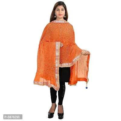 Apratim Art Silk Women's/Girls Wedding Bandhani Dupatta Orenge Color