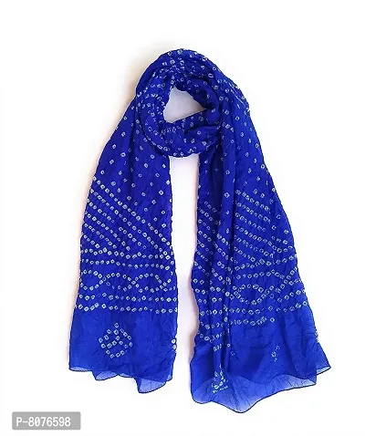 Apratim Art Silk Women's Casual Wear Bandhani Dupatta Blue Size 2.25 M-thumb0