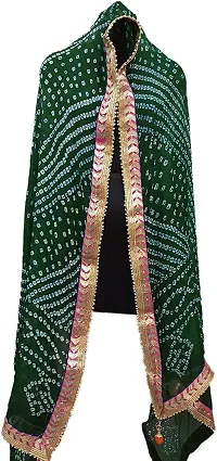 APRATIM Women's Art Silk Bandhani 2.25 m Dupatta (as-016, Dark Green)-thumb1