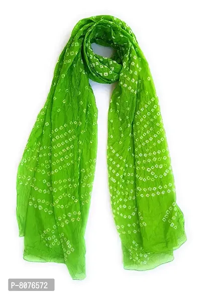 Apratim Art Silk Women's Casual Wear Bandhani Dupatta Green Size 2.25 M