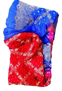 Women's Weaving Bandhani Banarasi Silk with Zari Work Dupatta (Blue and Pink, 2.35 M)-thumb3