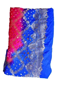 Women's Weaving Bandhani Banarasi Silk with Zari Work Dupatta (Blue and Pink, 2.35 M)-thumb2