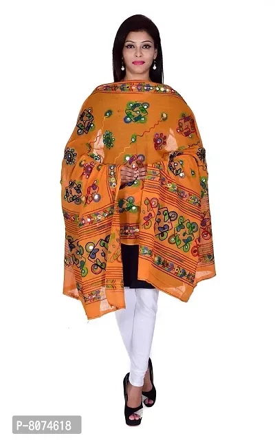 Apratim Women's Cotton Dupatta (Orange)