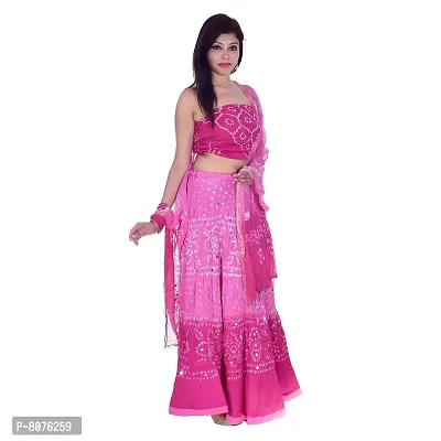 APRATIM Women's Cotton Blend Bandhani Semi stitched Lehenga Choli (Pink, Free Size) bandhani-lehenga-choli-002-thumb4