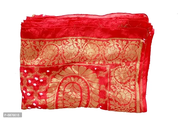 APRATIM Women's Silk Ethnic Tie-dye Bandhani Banarasi Dupatta with Zari Work (Red, Free Size)-thumb3