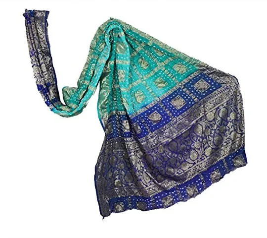 Generic Banarasi Bandhani Silk Handmade Zari Dupatta Hizab Stole Hizab Veil