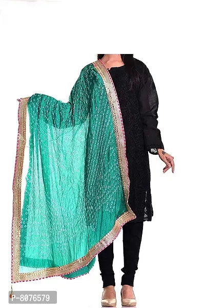 Art Silk bandhnai Gotta Work Dupattas Neck Scarf Fashionable Stole - For Girls Free size- 2.25 meters-thumb0