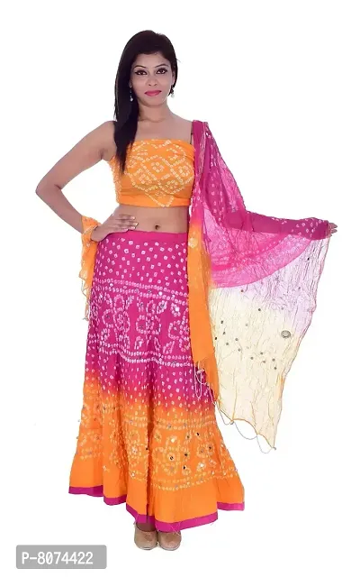 Apratim Women's Cotton Unstitched Lehenga (Yellow)-thumb0