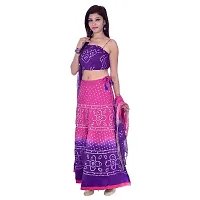 APRATIM Women's Cotton Blend Semi stitched Lehenga Choli (bandhani-lehenga-choli-001_Pink & Purple_Free Size)-thumb1