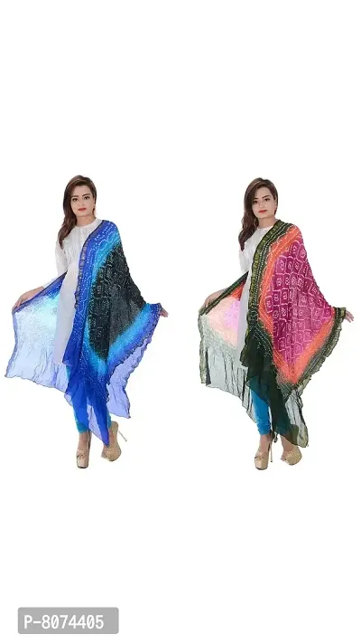 Apratim Women Art Silk Material Pack of 2 Bandhani Dupatta Combo Set
