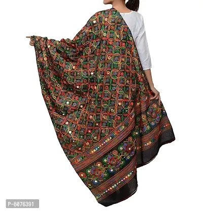 Apratim Cotton Women Casual Wear Kutch Ari Dupatta Color Black-thumb3