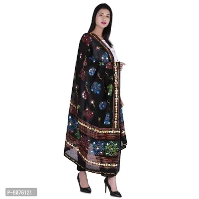 Traditional Design Cotton Long Women's Kutch Embroidery Work Cotton Dupatta Floral Stole Veil Stole Hijab-thumb2