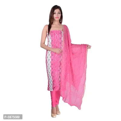 Pink and White bandhani suit-thumb0