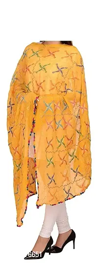 APRATIM Women's Chiffon Phulkari 2.25 m Stole Dupatta (Yellow)-thumb2