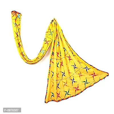 Apratim Chiffon Women/Girls Phulkari Dupatta Yellow Color Size 2.25 M-thumb0