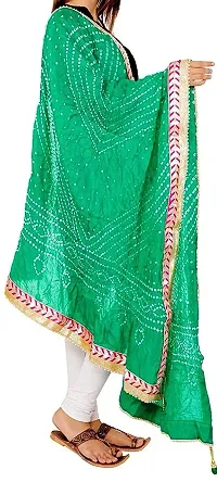 APRATIM Women's Art Silk Bandhani Dupatta for Any Occasion |Bright Green, 2.25 Meter-thumb1