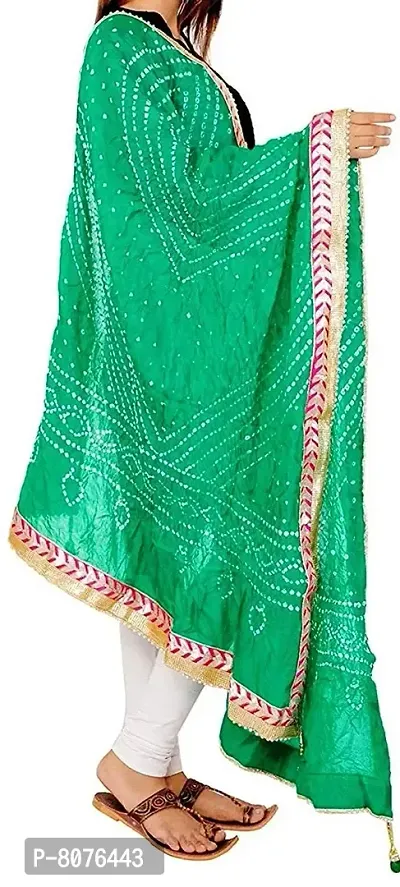 APRATIM Women's Art Silk Bandhani Dupatta for Any Occasion |Bright Green, 2.25 Meter-thumb2