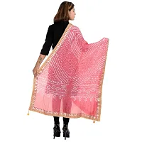 APRATIM Women's Art Silk Bandhani Dupatta with Zari Border Lace (as-032, Peach, 2.25 m)-thumb1