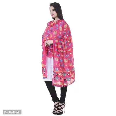 APRATIM Women's Cotton Embroidery and Mirror Work Dupatta Stoles (Kutch-09, Pink, 2.25 m)-thumb2