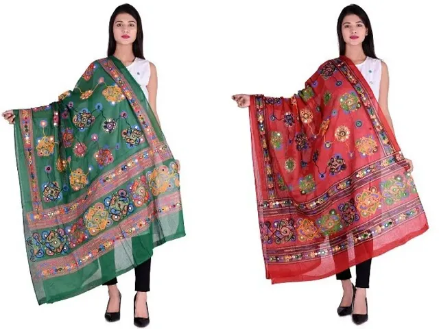 Indian handicraft Women's Casual Kutch And Colour Dupatta Length Size 2.35 Meter Combo Pack