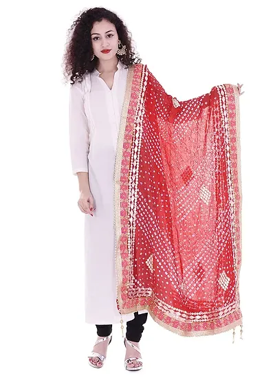 Indian Handicraft Art Silk Dupattas (Jnhfkn236_Red_Free Size)