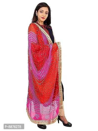 Apratim Art Silk Women's/Girls Wedding/Festival Bandhani Dupatta Pink Color-thumb3