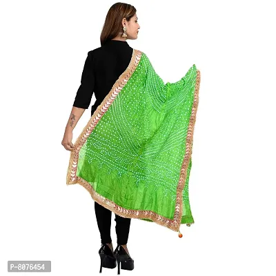 Apratim Art Silk Women's Party Wear Bandhani Dupatta Bright Green Size 2.25 M-thumb3