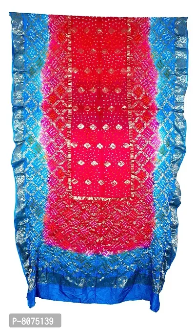 Women's weaving Bandhani Banarasi Silk Dupatta With Zari work-thumb2