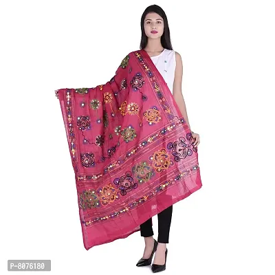 Traditional Design Cotton Long Women's Kutch Embroidery Work Cotton Dupatta Floral Stole Veil Stole Hijab Sarong