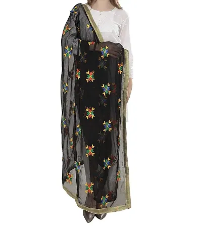 Indian Handicraft Chiffon Dupattas (Chunni-019_Black_Free Size)