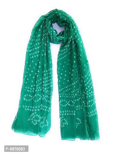 Apratim Art Silk Women's Casual Wear Bandhani Dupatta Green Size 2.25 M-thumb0
