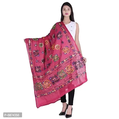 Indian Woman Cotton Handmade Kutch Work Embroidery Dupatta