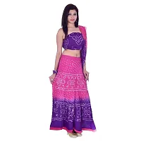 APRATIM Women's Cotton Blend Semi stitched Lehenga Choli (bandhani-lehenga-choli-001_Pink & Purple_Free Size)-thumb3