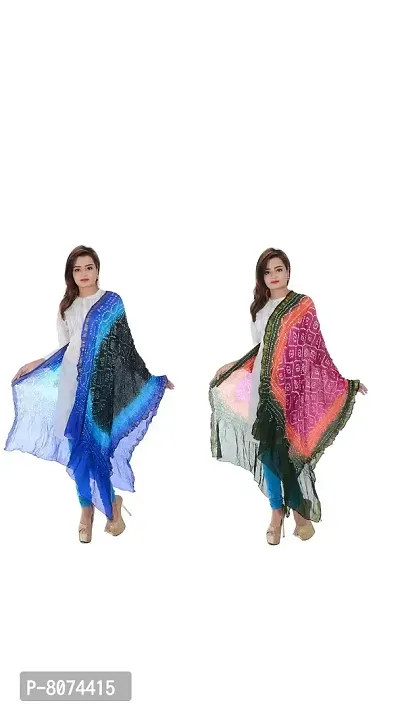 Apratim Women Art Silk Material Pack of 2 Bandhani Dupatta Combo Set