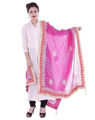 Indian Handicraft Art Silk Dupattas (Jnhfkn243_Pink_Free Size)