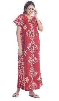 APRATIM Cotton Women Sleep Wear Casual Wear Night Gown Red Color Size Free Size-thumb2