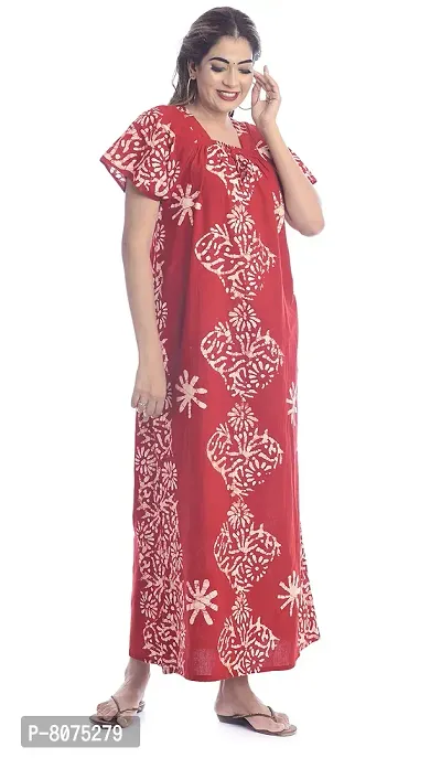 APRATIM Cotton Women Sleep Wear Casual Wear Night Gown Red Color Size Free Size-thumb3