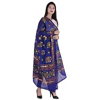 Traditional Design Cotton Long Women's Kutch Embroidery Work Cotton Dupatta Floral Stole Veil Stole Hijab Sarong-thumb1