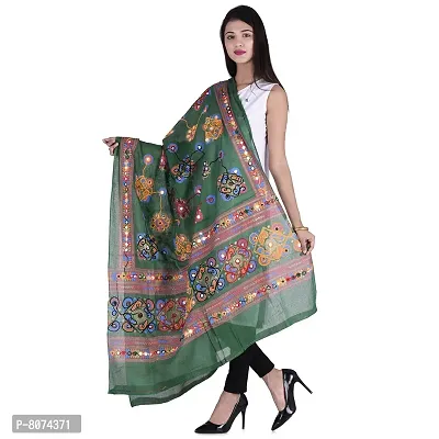 Indian Woman Cotton Handmade Kutch Work Embroidery Dupatta-thumb3