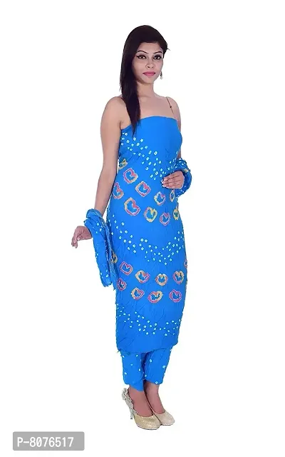 Apratim Cotton Women Dress Material Turquoise Color Size Free Size-thumb2