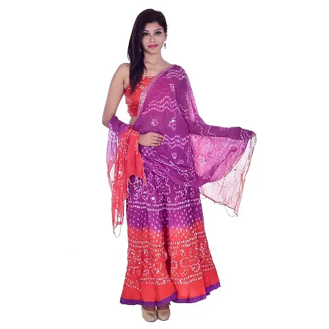 APRATIM Women's Cotton Lehenga Choli (Red, Purple, Free Size)