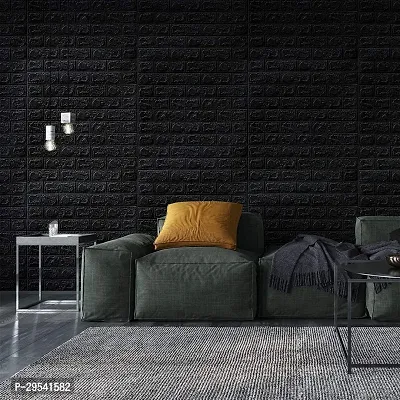 Decorative 3D Black Bricks Wallpaper-thumb0