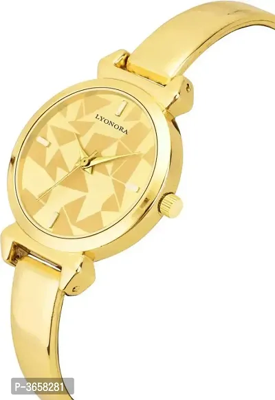 Golden Analog Watch With Metal Strap For Women's-thumb3