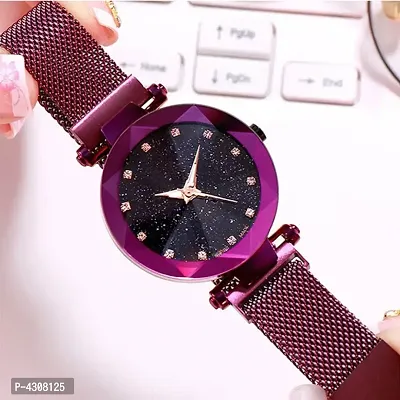 Stylish and Trendy Purple Maganet Strap Analog Watch for Women's-thumb3