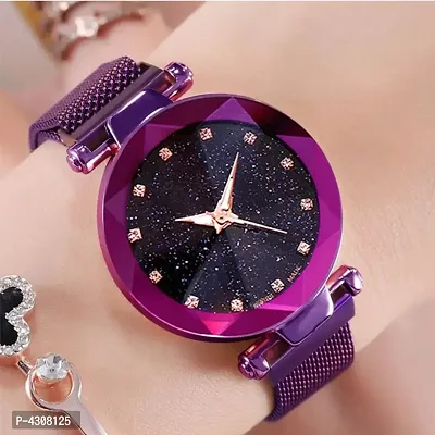 Stylish and Trendy Purple Maganet Strap Analog Watch for Women's-thumb0