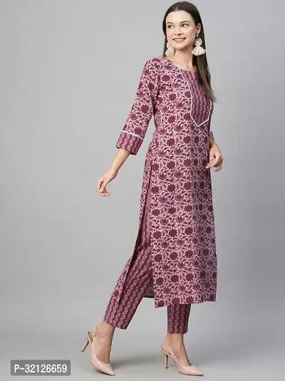 Stylish Multicoloured Cotton Printed Kurta Bottom Set For Women-thumb0