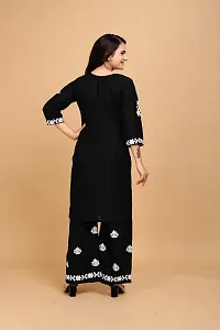 Stylish Black Rayon Embroidered Kurta Bottom Set For Women-thumb1