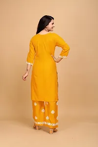 Stylish Yellow Rayon Embroidered Kurta Bottom Set For Women-thumb1