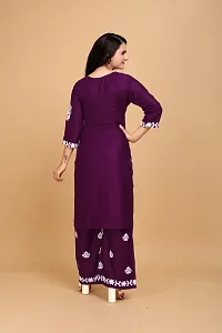 Stylish Purple Rayon Embroidered Kurta Bottom Set For Women-thumb1